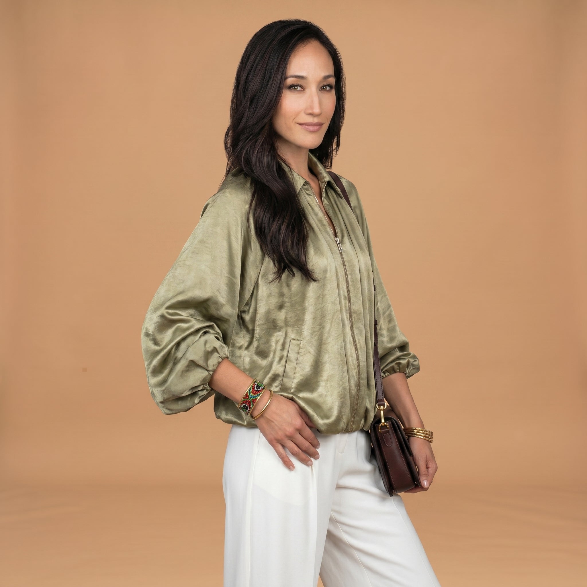 Gathered Form – Draped Top Batwing Sleeve