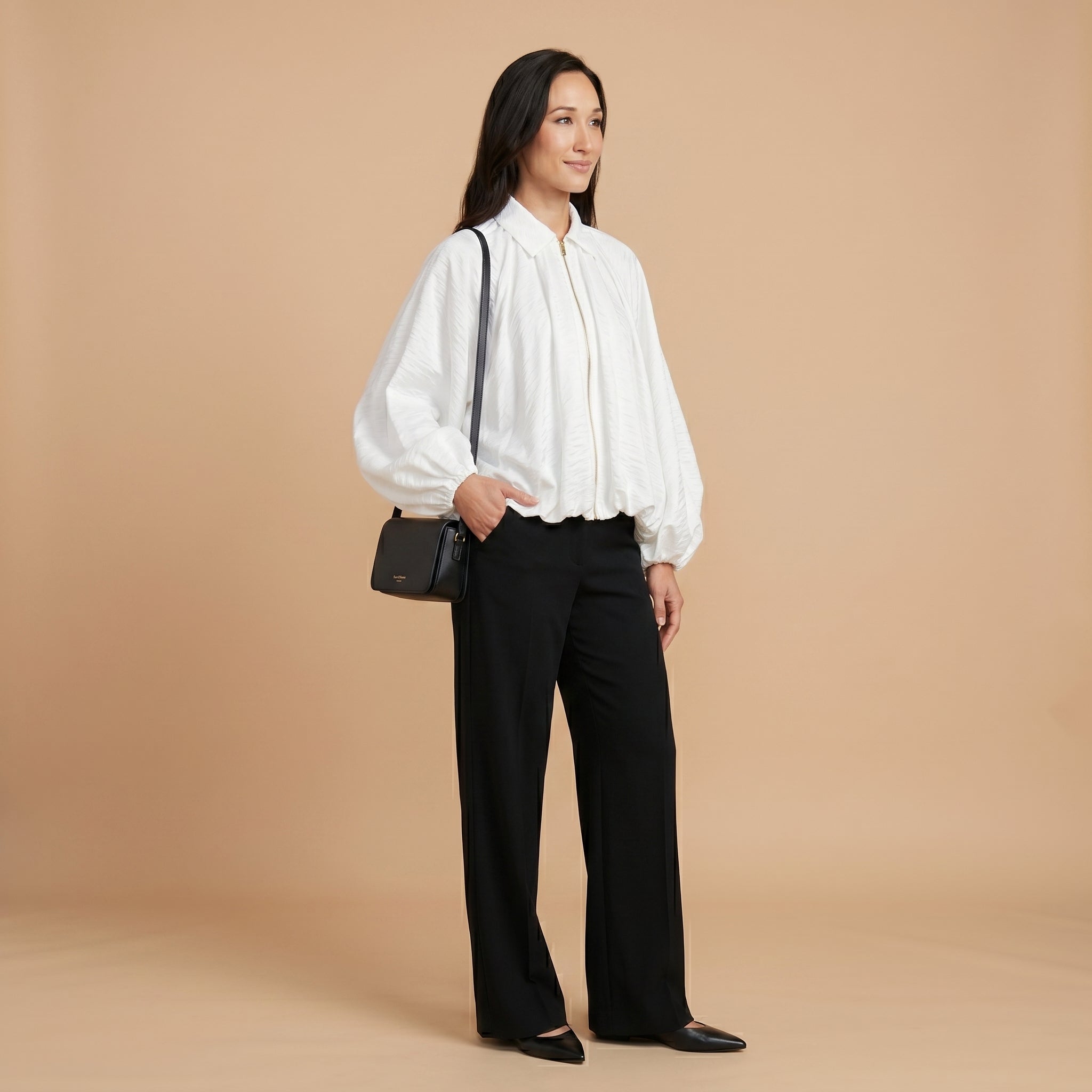 Gathered Form – Draped Top Batwing Sleeve