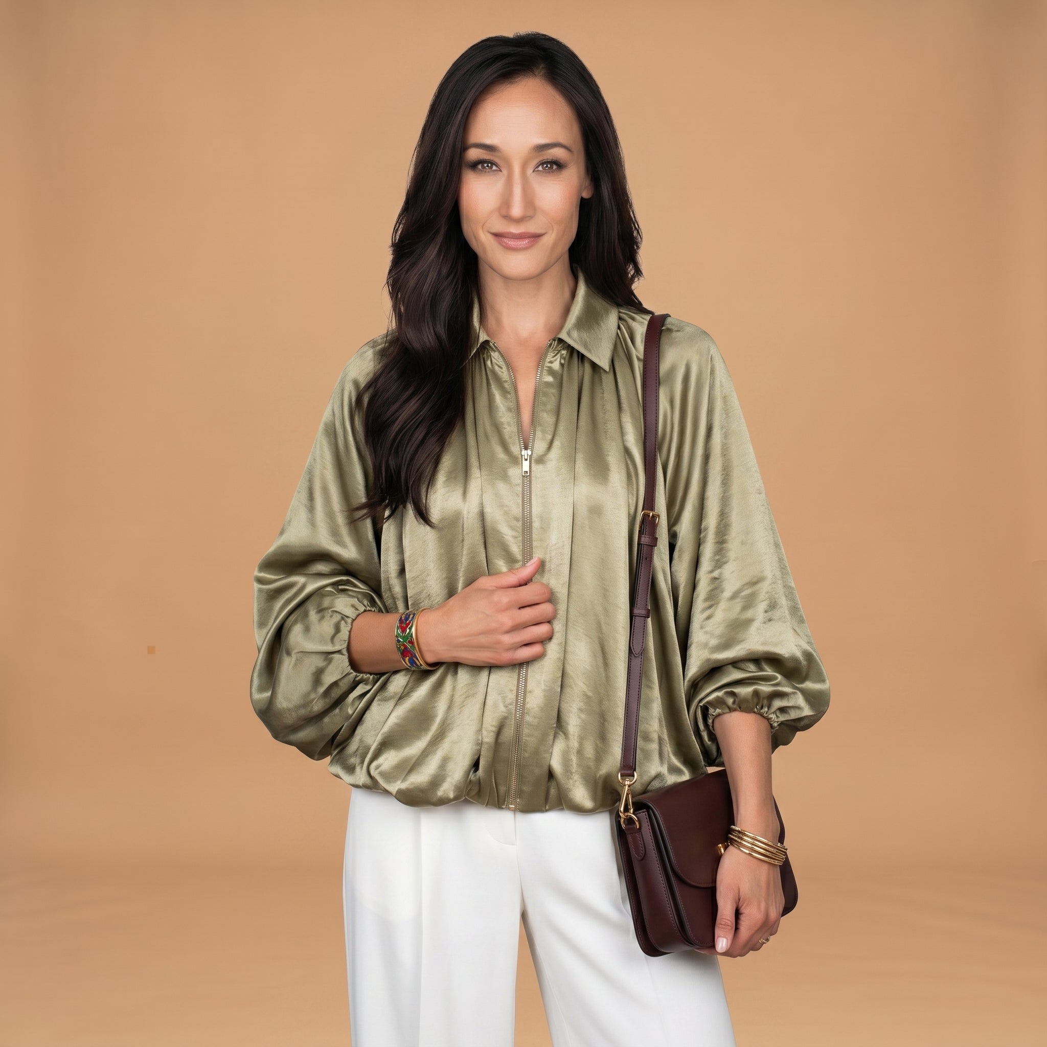 Gathered Form – Draped Top Batwing Sleeve