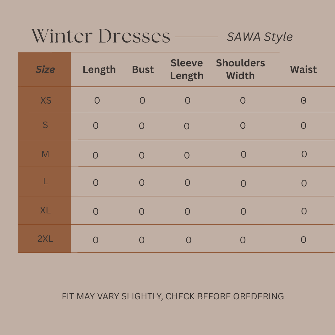 Size Guide for Cuffed Sonata - Ruffle Dress