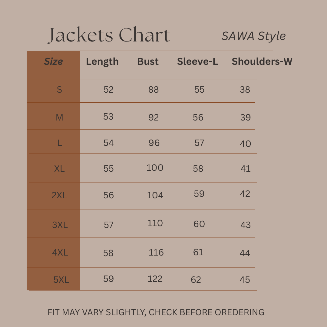Size Guide for Denim Chronicle - Denim Jacket