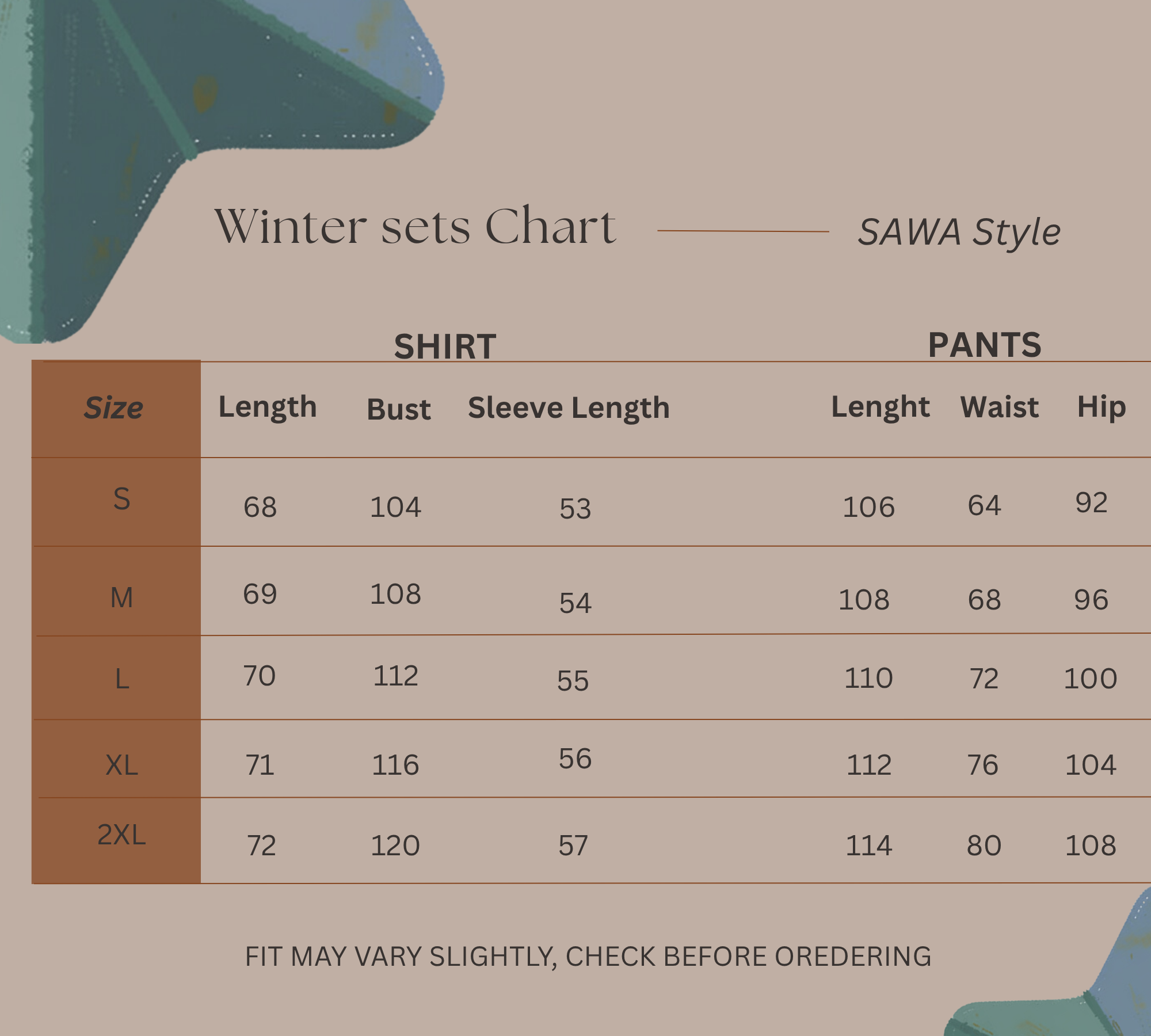 Size Guide for Effortless Rhythm - Jogger Set