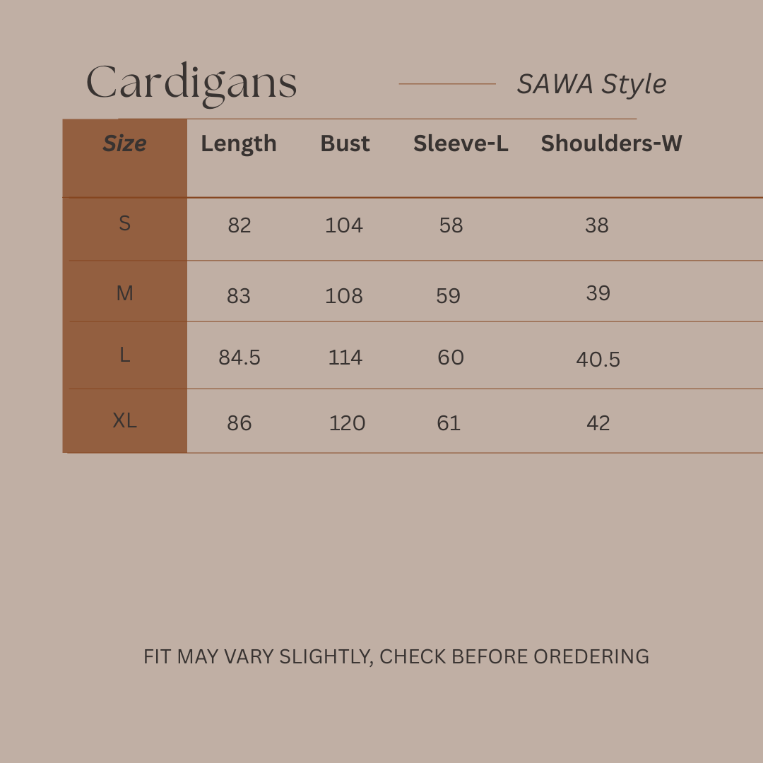 Size Guide for Graphic Warmth - Chevron Cardigan