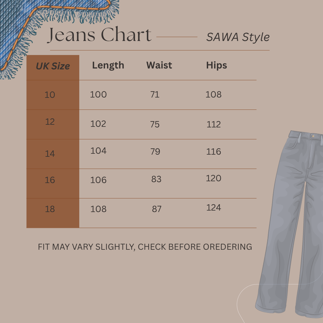 Size Guide for Grunge Drift - Barrel Leg Jeans