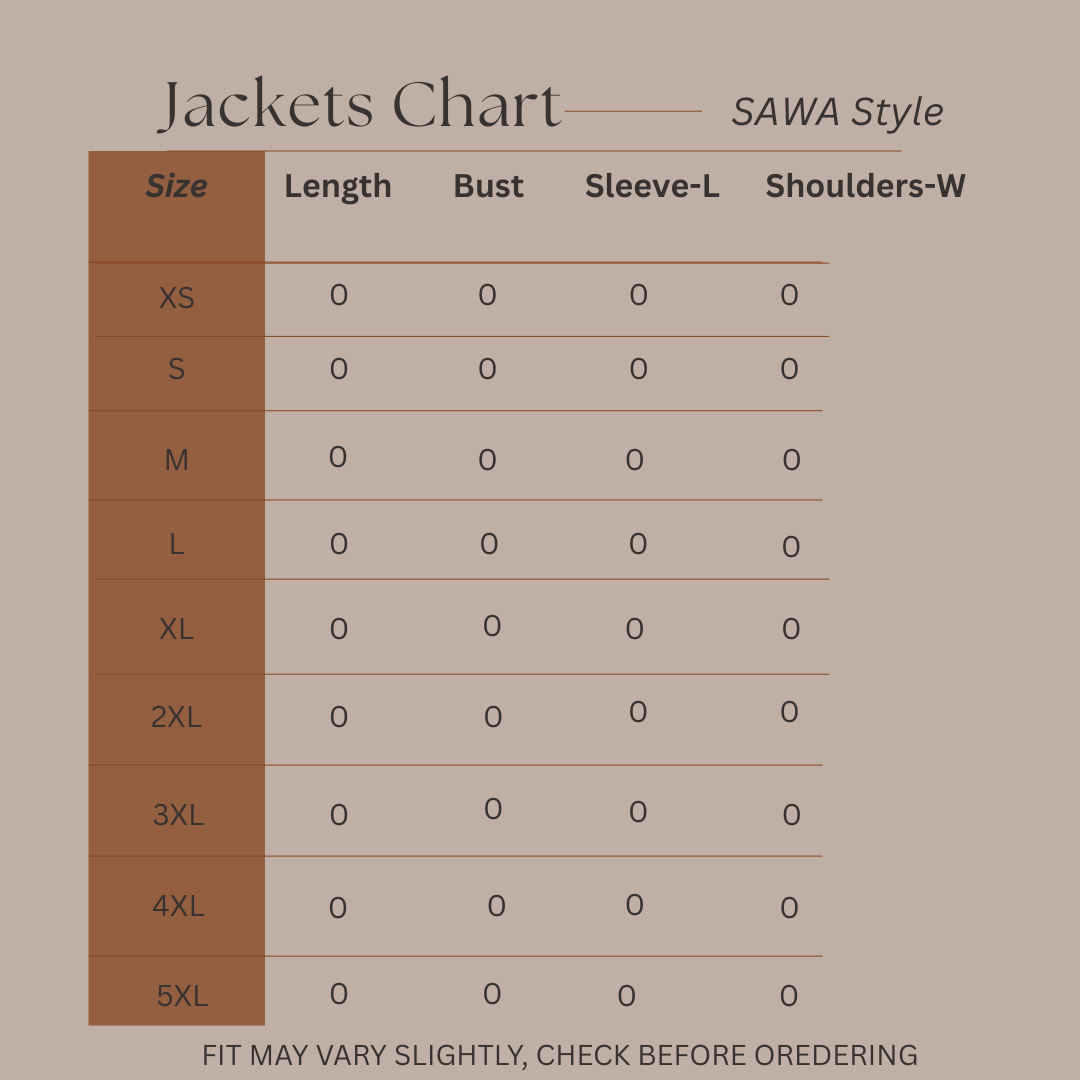 Size Guide for Urban Ease - Utility Jacket