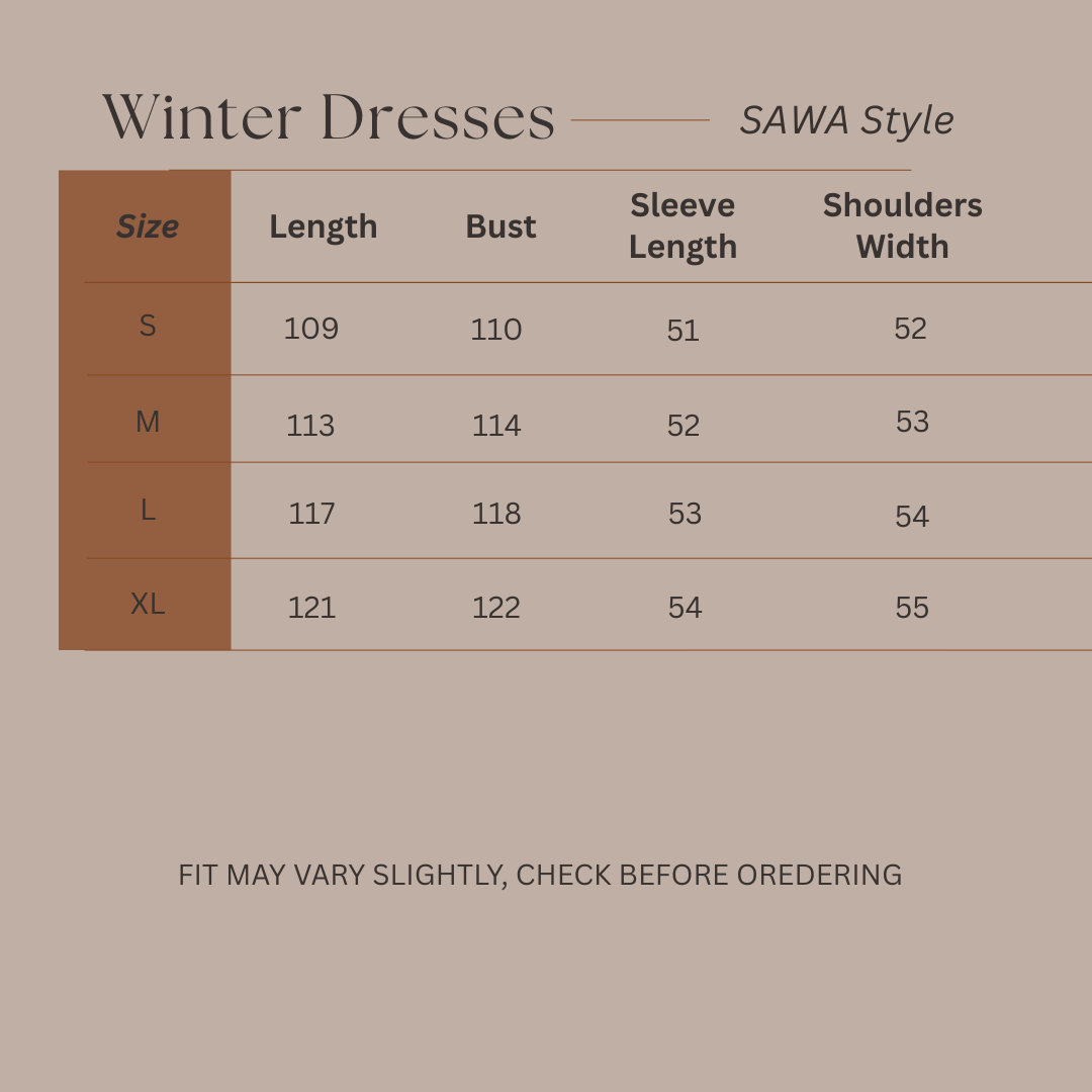 Size Guide for Layered Lines - Knit Dress