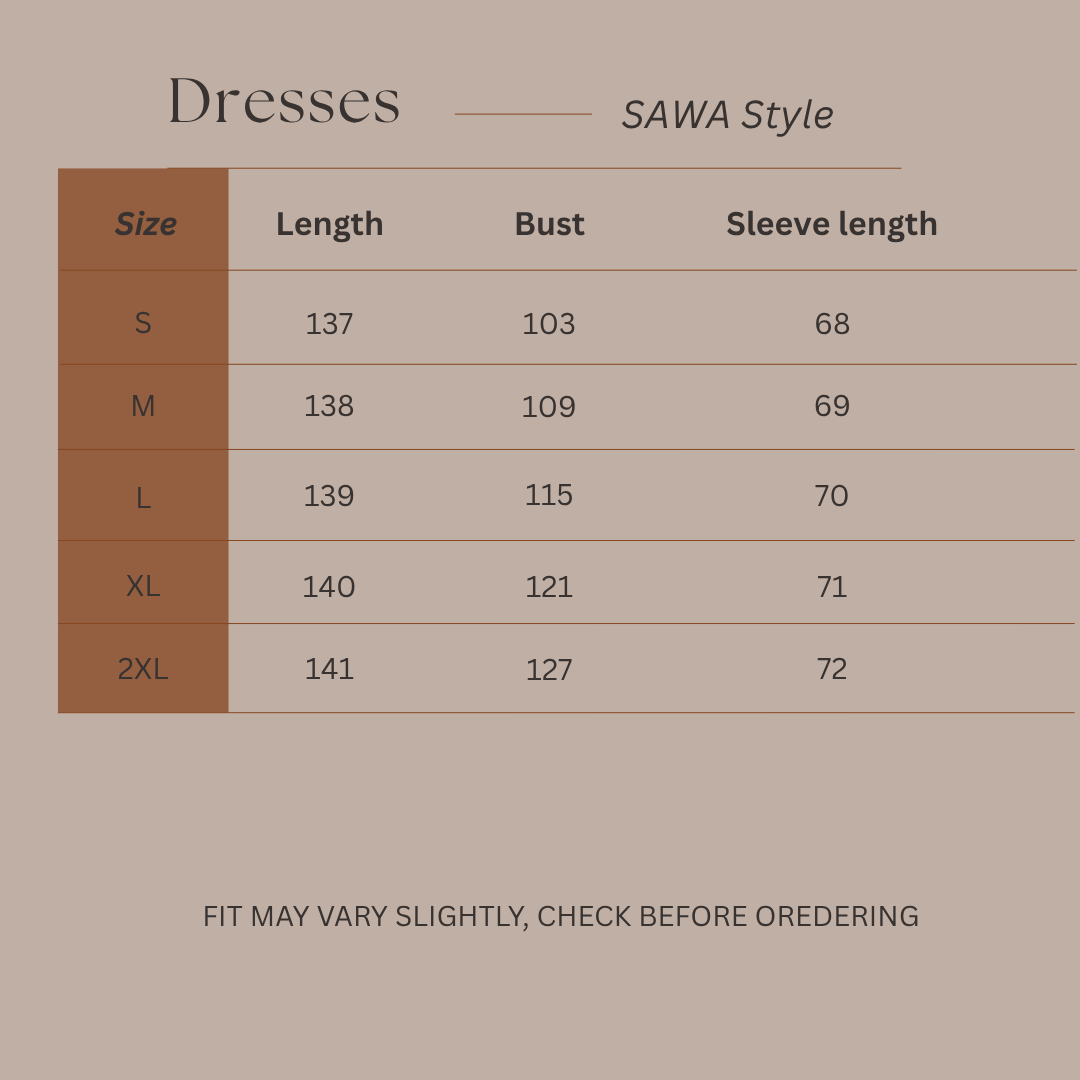 Size Guide for Petal Gather – Floral Maxi Dress