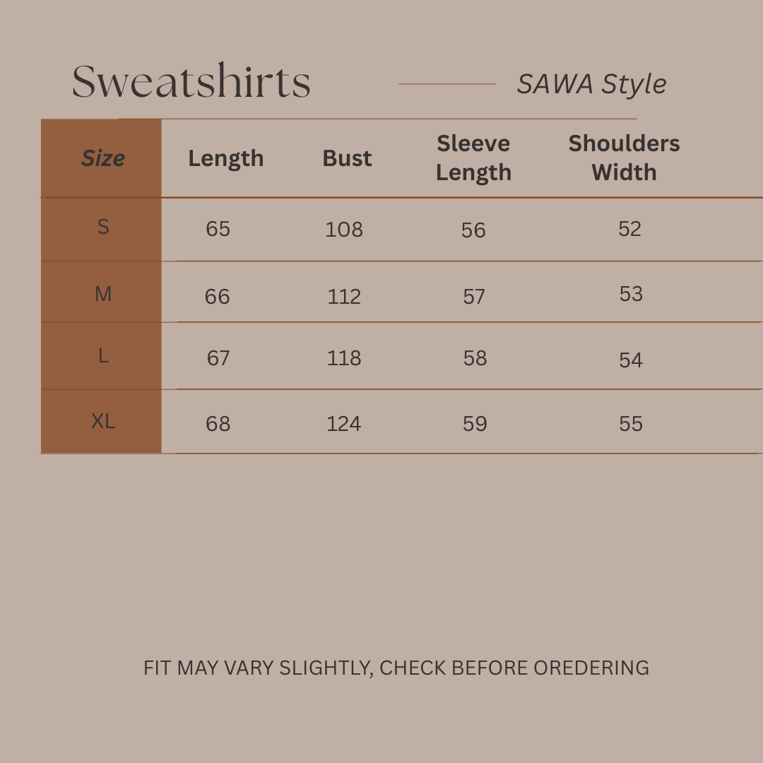 Size Guide for Urban Ease - Loose Hoodie