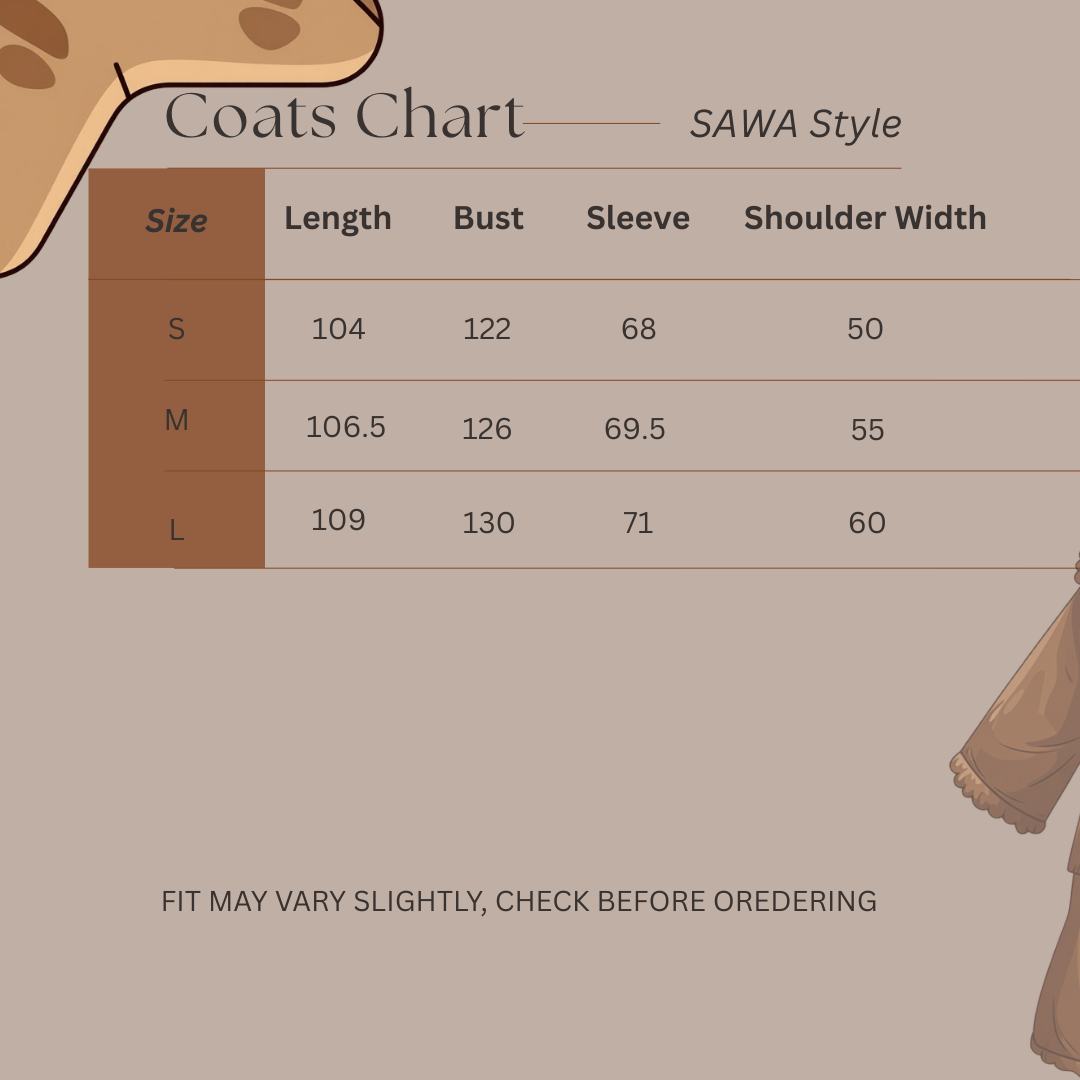 Size Guide for Urban Flow - Trench Coat