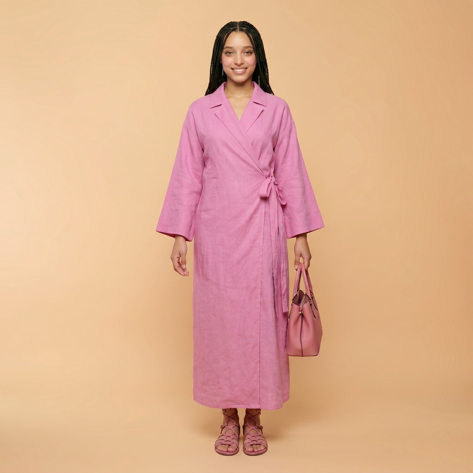 Blush Wrap – Pink Maxi Dress