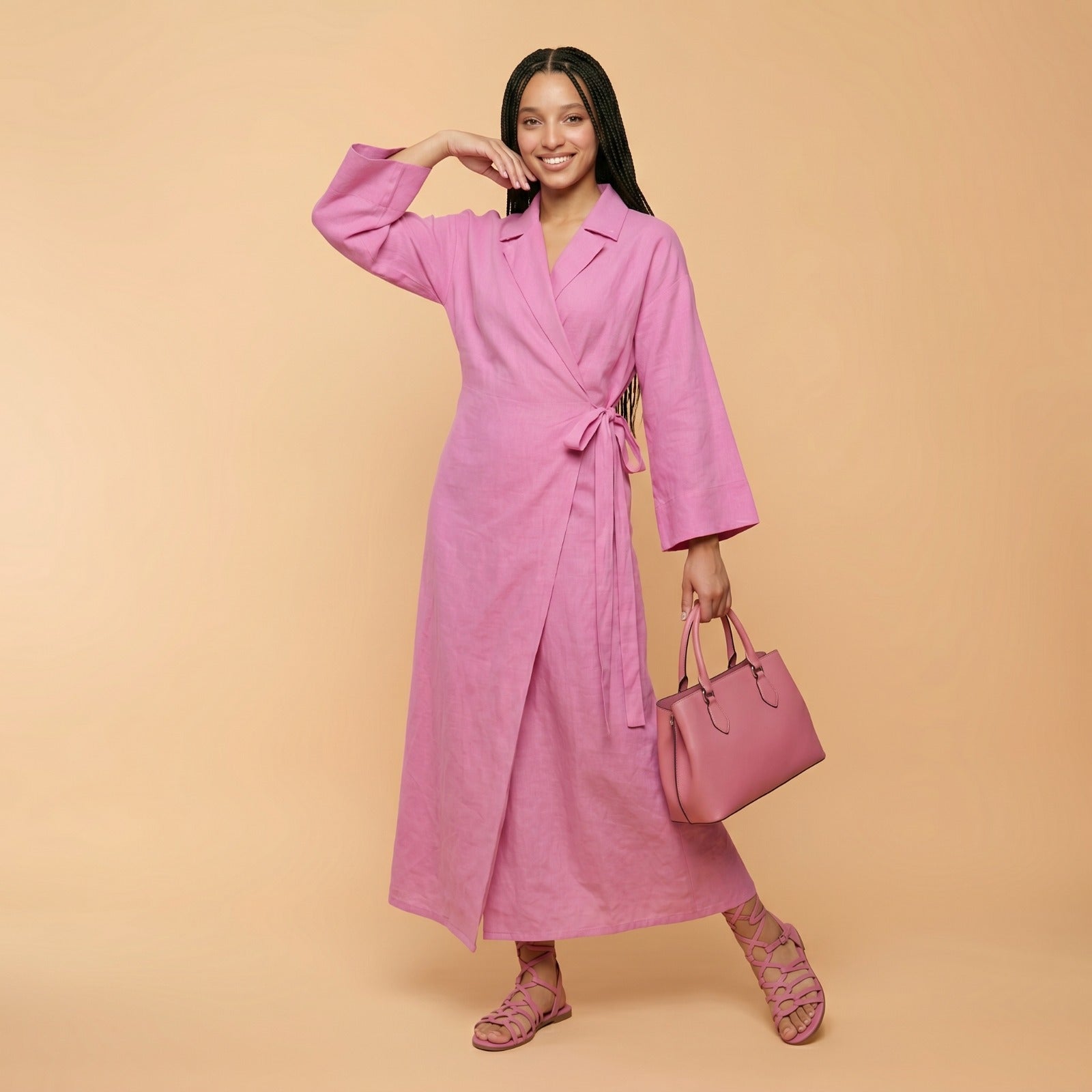 Blush Wrap – Pink Maxi Dress