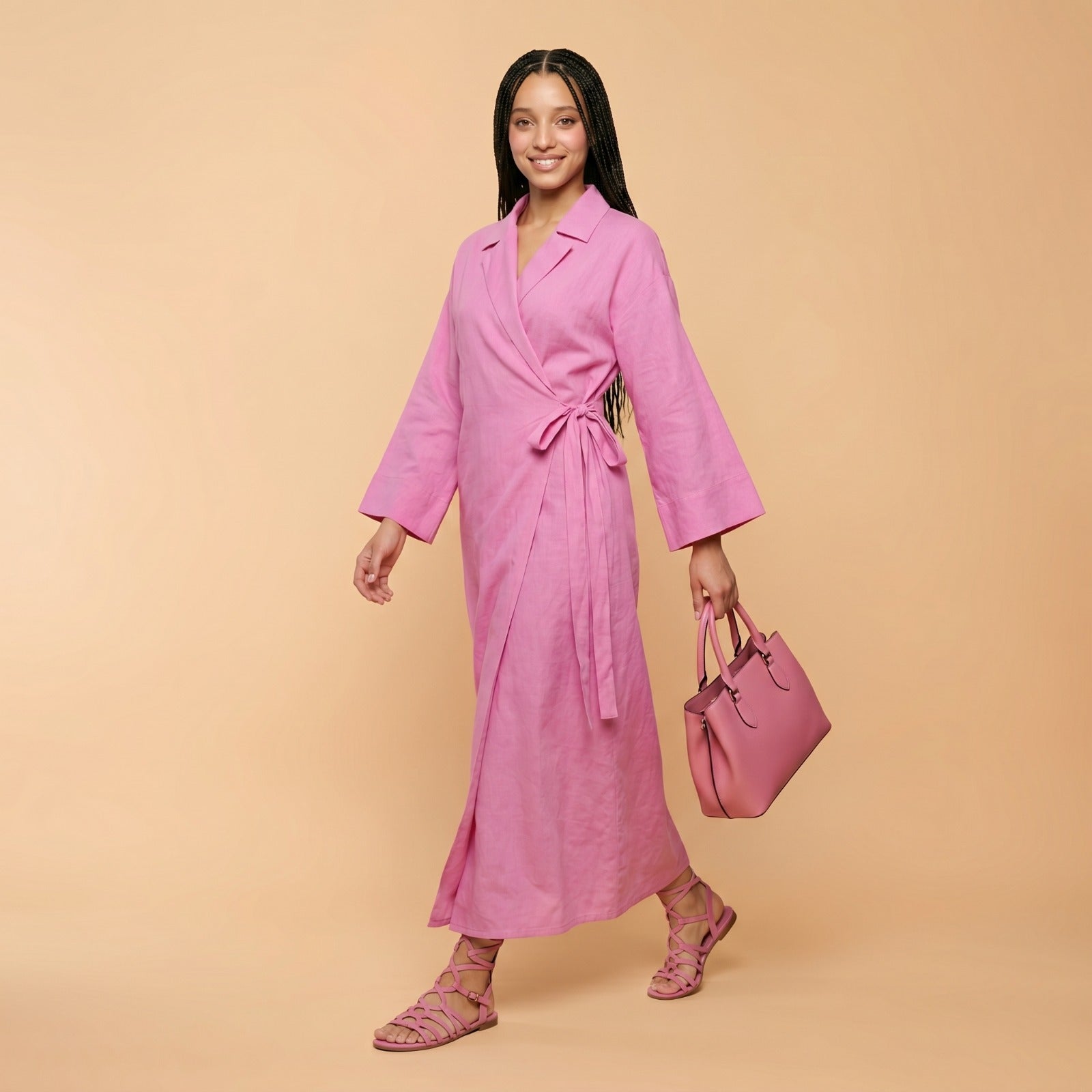Blush Wrap – Pink Maxi Dress