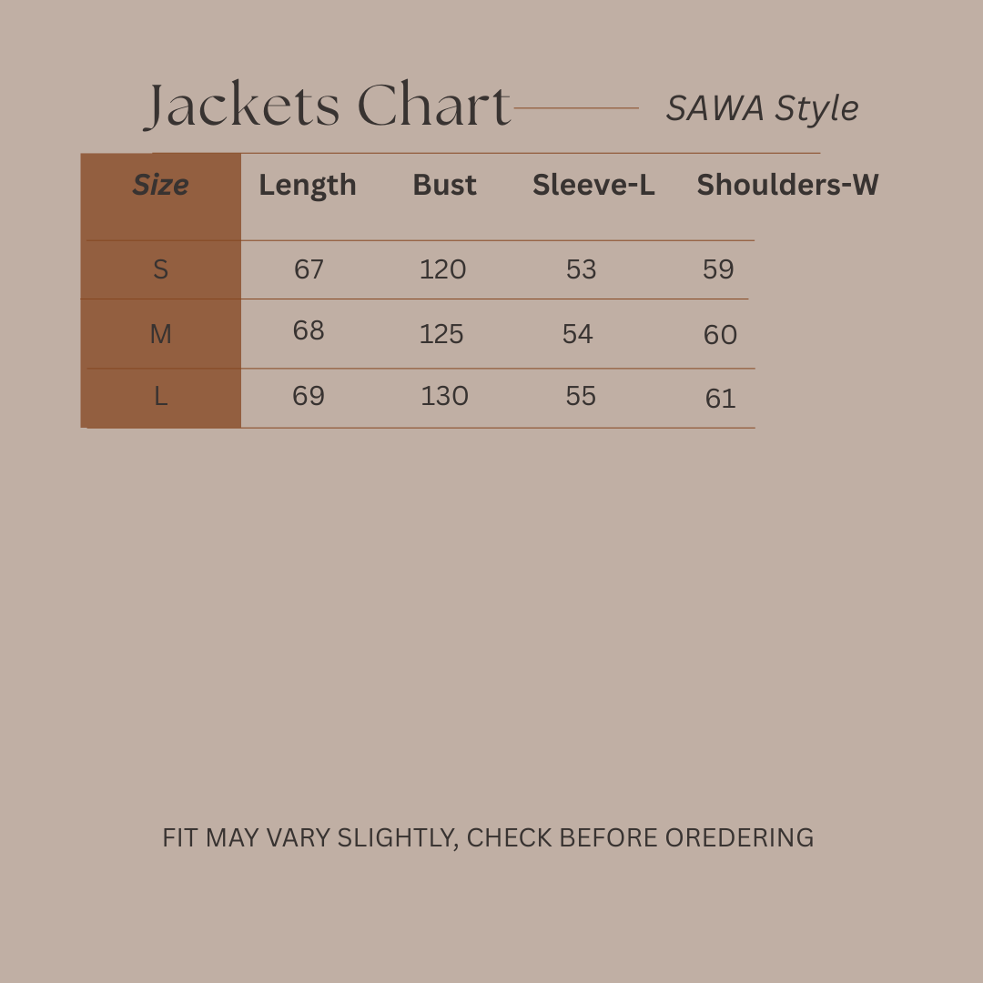 Size Guide for Wrapped Strength - Boucle Jacket